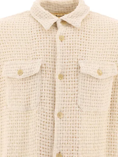 Shop Auralee "homespun Summer Tweed" Shirt In White