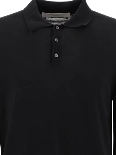 Shop Golden Goose "gregory" Wool Polo Shirt In Black