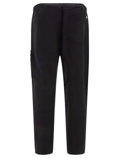 Shop C.p. Company Linen Blend Cargo Trousers In Black