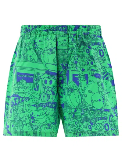 Shop Junya Watanabe Man " X Lousy Livin" Printed Shorts In Green