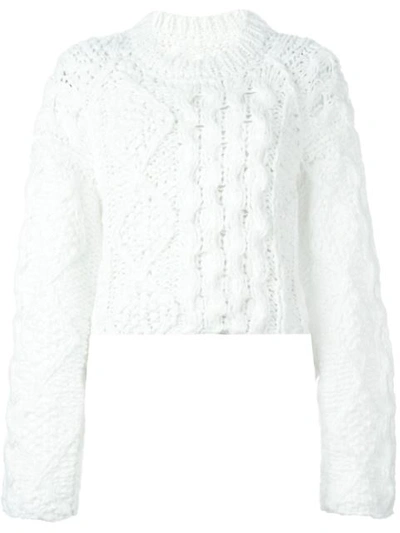 Maison Margiela Cable Knit Sweater In White
