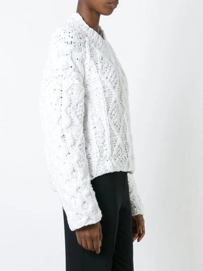 Shop Maison Margiela Cable Knit Sweater In White