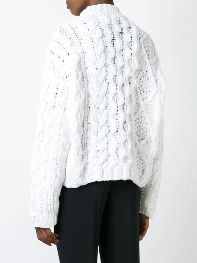 Shop Maison Margiela Cable Knit Sweater In White