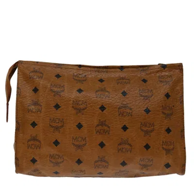 Shop Mcm Visetos Brown Canvas Clutch Bag ()
