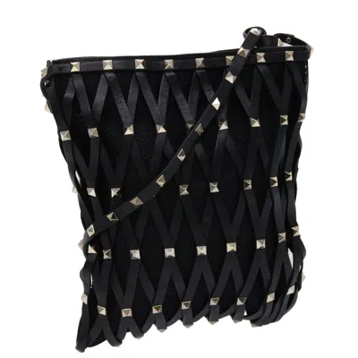 Shop Valentino Garavani Studs Black Leather Shoulder Bag ()