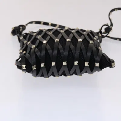 Shop Valentino Garavani Studs Black Leather Shoulder Bag ()