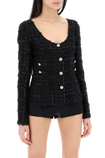 Shop Alessandra Rich Tweed Jacket With Sequins Embell