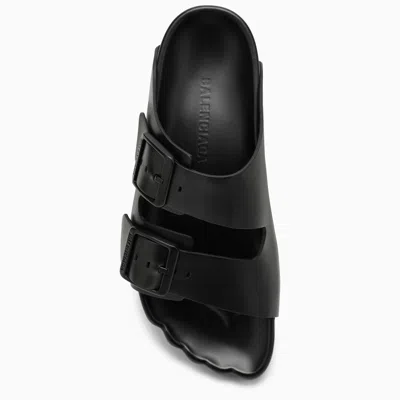 Shop Balenciaga Black Leather Sunday Sandal