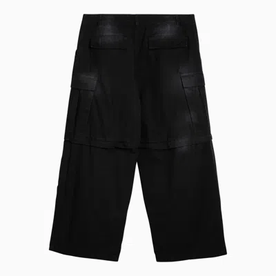 Shop Balenciaga Black Washed Convertible Cargo Trousers