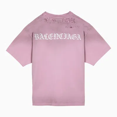 Shop Balenciaga Light Pink Cotton T Shirt With Logo And Wears