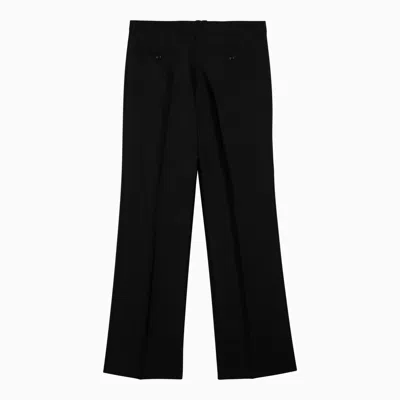 Shop Burberry Black Regular Trousers In Wool And Silk Blend