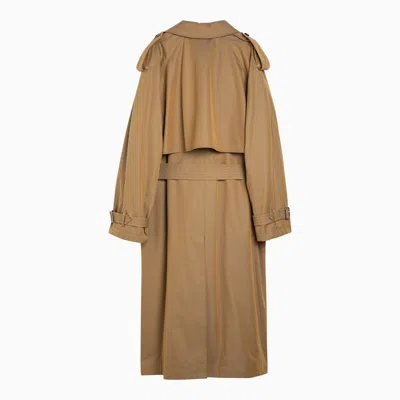 Shop Burberry Long Double Breasted Spelt Cotton Trench Coat
