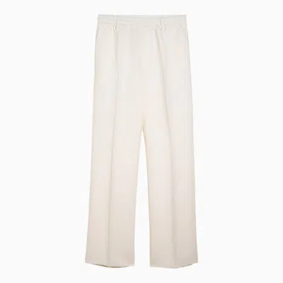 Shop Burberry White Viscose Blend Trousers
