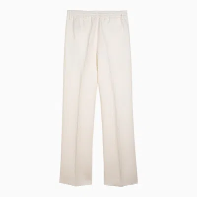 Shop Burberry White Viscose Blend Trousers