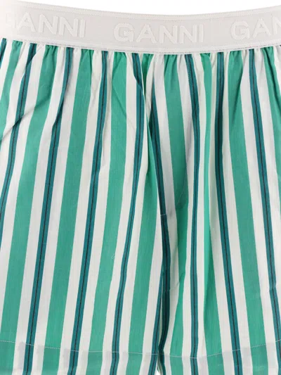 Shop Ganni Striped Elasticated Shorts
