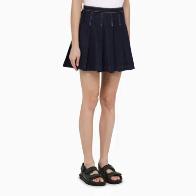 Shop Kenzo Blue Flounced Denim Mini Skirt
