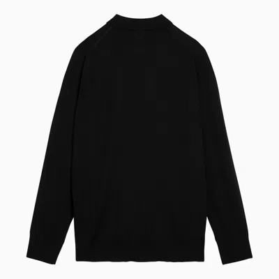 Shop Loro Piana Black Virgin Wool Polo Shirt