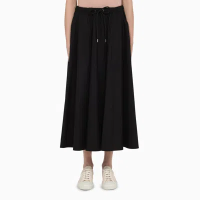 Shop Moncler Black Cotton Maxi Skirt