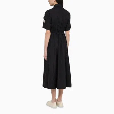 Shop Moncler Black Nylon Midi Chemisier Dress