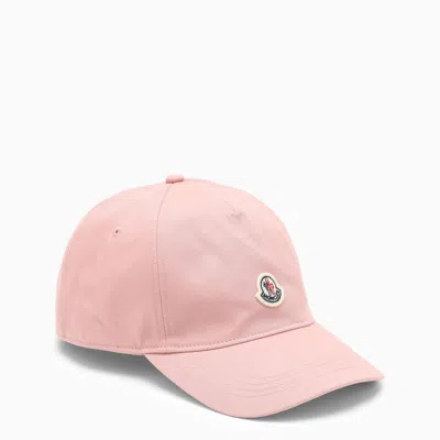 Shop Moncler Pink Baseball Cap With Logo
