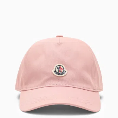 Shop Moncler Pink Baseball Cap With Logo