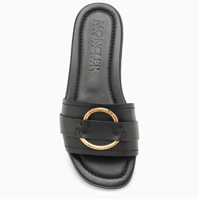 Shop Moncler Slide Bell Black Leather