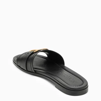 Shop Moncler Slide Bell Black Leather