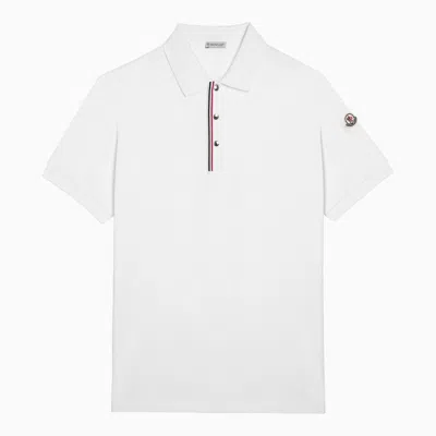 Shop Moncler White Cotton Polo Shirt With Logo