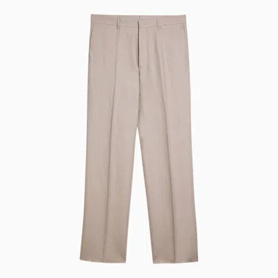 Shop Tagliatore Taupe Linen Trousers