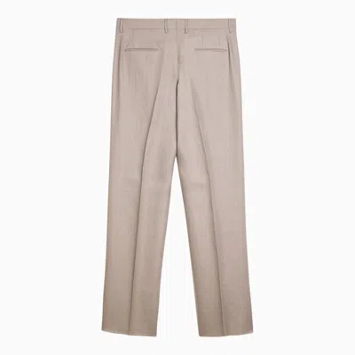 Shop Tagliatore Taupe Linen Trousers