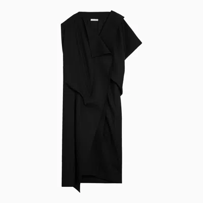 Shop The Row Black Asymmetrical Dress In Wool Blend