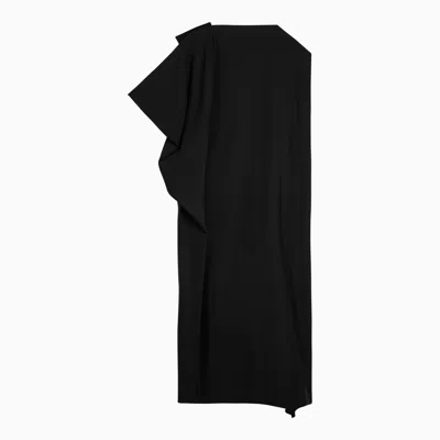 Shop The Row Black Asymmetrical Dress In Wool Blend