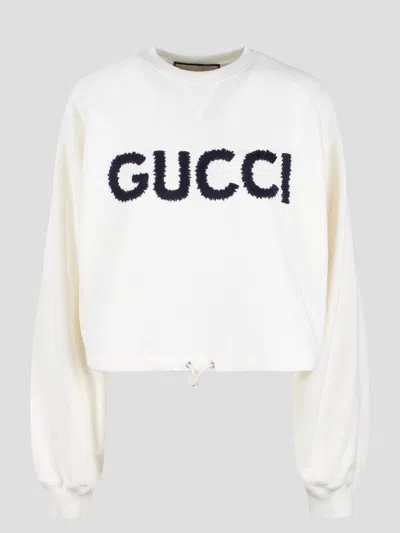 Shop Gucci Cotton Jersey Drawstring Sweatshirt