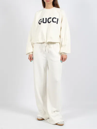 Shop Gucci Cotton Jersey Drawstring Sweatshirt