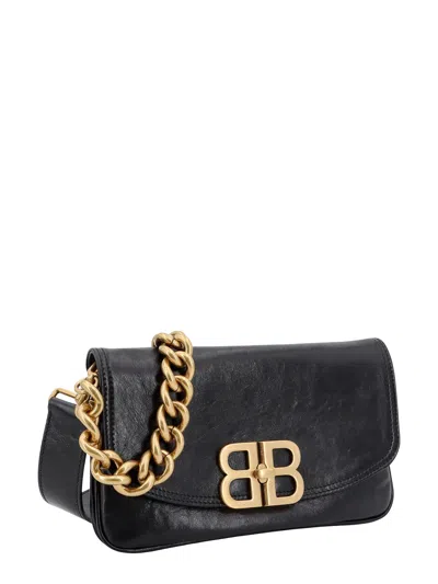 Shop Balenciaga Leather Shoulder Bag With Frontal Bb Logo