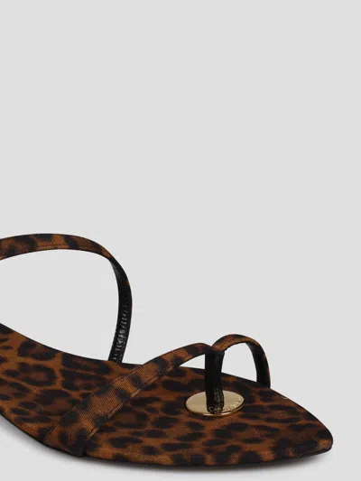 Shop Saint Laurent Leopard Grosgrain Tanger Slides