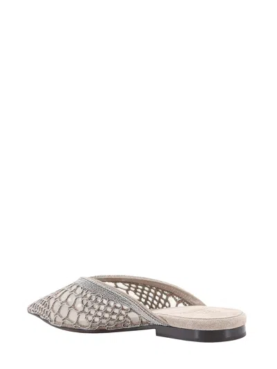 Shop Brunello Cucinelli Mesh Sabot With All-over Monili Embroidery