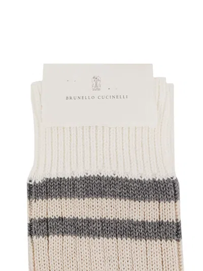 Shop Brunello Cucinelli Ribbed Cotton Socks