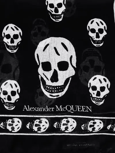 Shop Alexander Mcqueen Silk Scarf With All-over Skull Print
