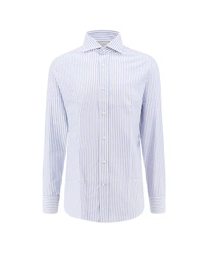 Shop Brunello Cucinelli Slim Fit Striped Cotton Shirt