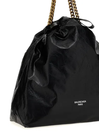 Shop Balenciaga Tote Crush Media Shoulder Bags Black
