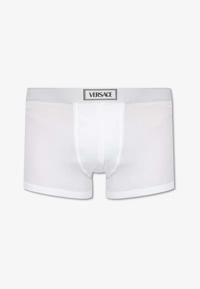 Versace 90s Logo-waistband Stretched Boxer Briefs In White