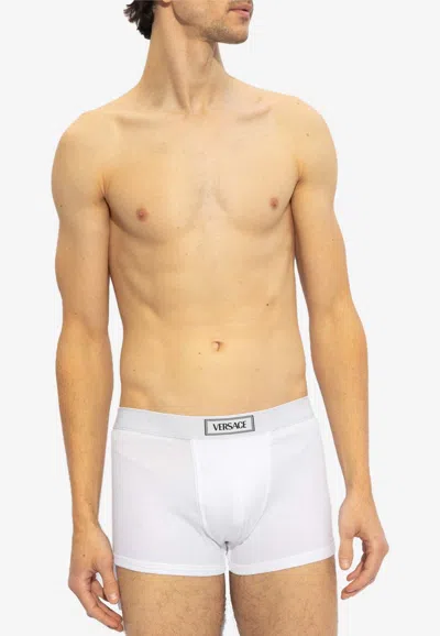 Versace 90s Logo-waistband Stretched Boxer Briefs In White