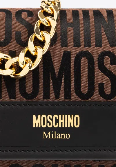 Shop Moschino All-over Logo Shoulder Bag In Brown