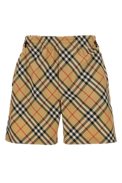 Shop Burberry Men Check Bermuda Shorts In Cream