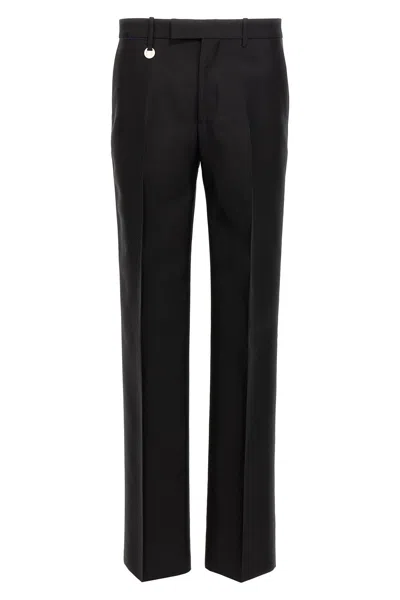 Burberry Suit Pants In Navy Blue Wool. Straight-leg Cut. Zippered Closure And Belt Clip. In Black