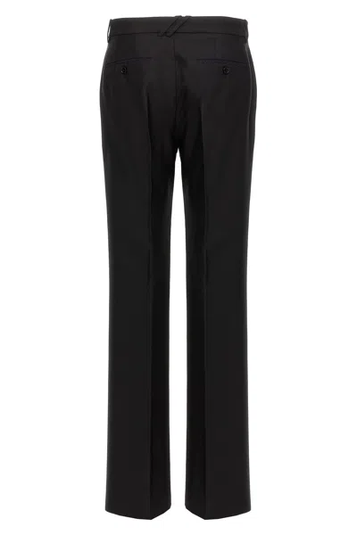 Burberry Suit Pants In Navy Blue Wool. Straight-leg Cut. Zippered Closure And Belt Clip. In Black