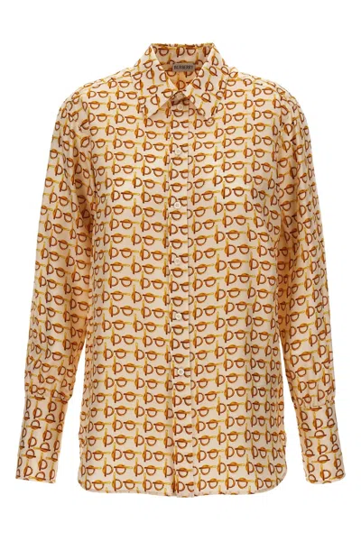 Burberry B-closure Print Silk Poplin Shirt In Multicolor