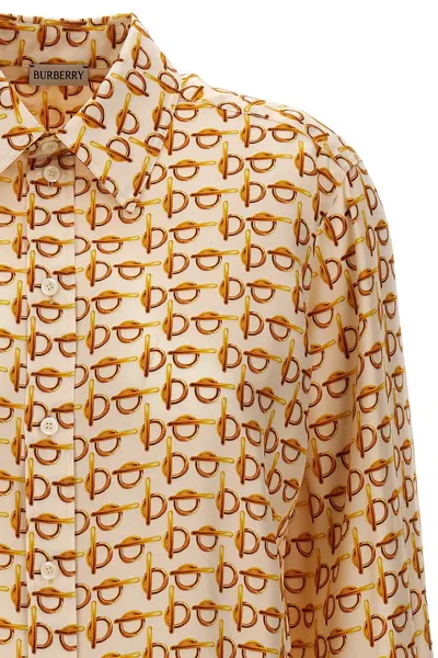 Burberry B-closure Print Silk Poplin Shirt In Multicolor
