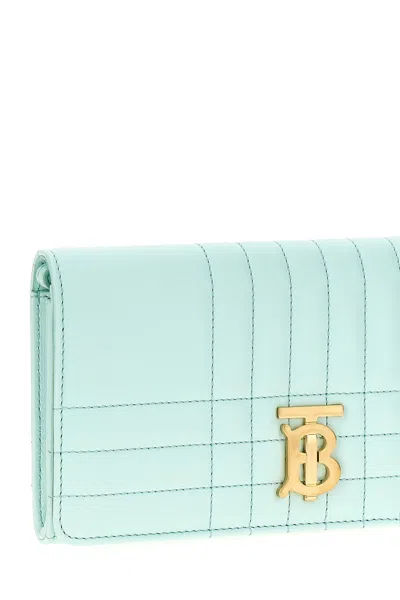 Shop Burberry Women 'lola' Wallet On Chain In Blue